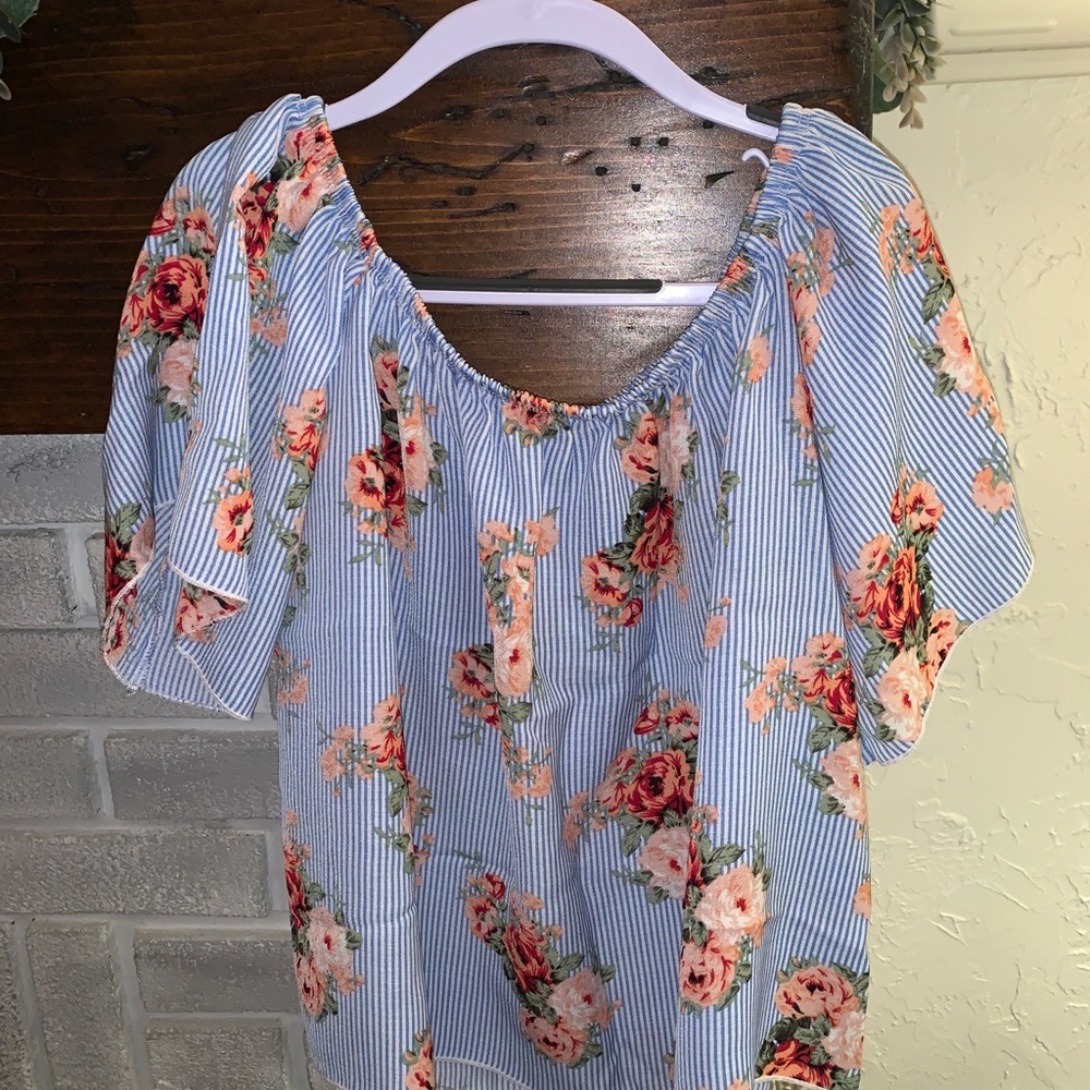 Cheryl Kids Creations Girls Floral Blouse Sz Large